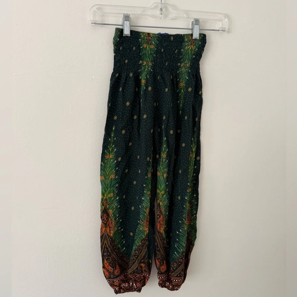 Girls Size 5 Boho Printed Harem Pants Smocked Paisley Peacock Mexicali Blues - Picture 3 of 12